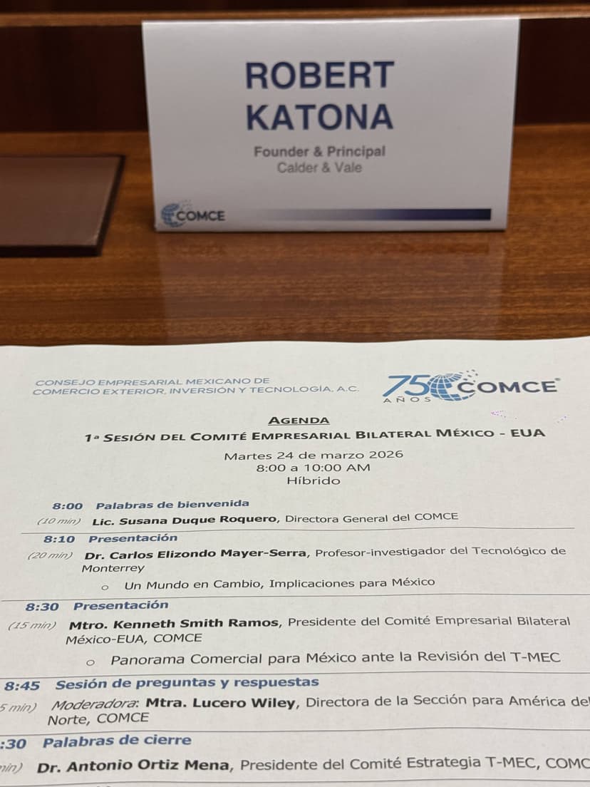Robert Katona nameplate at COMCE bilateral committee