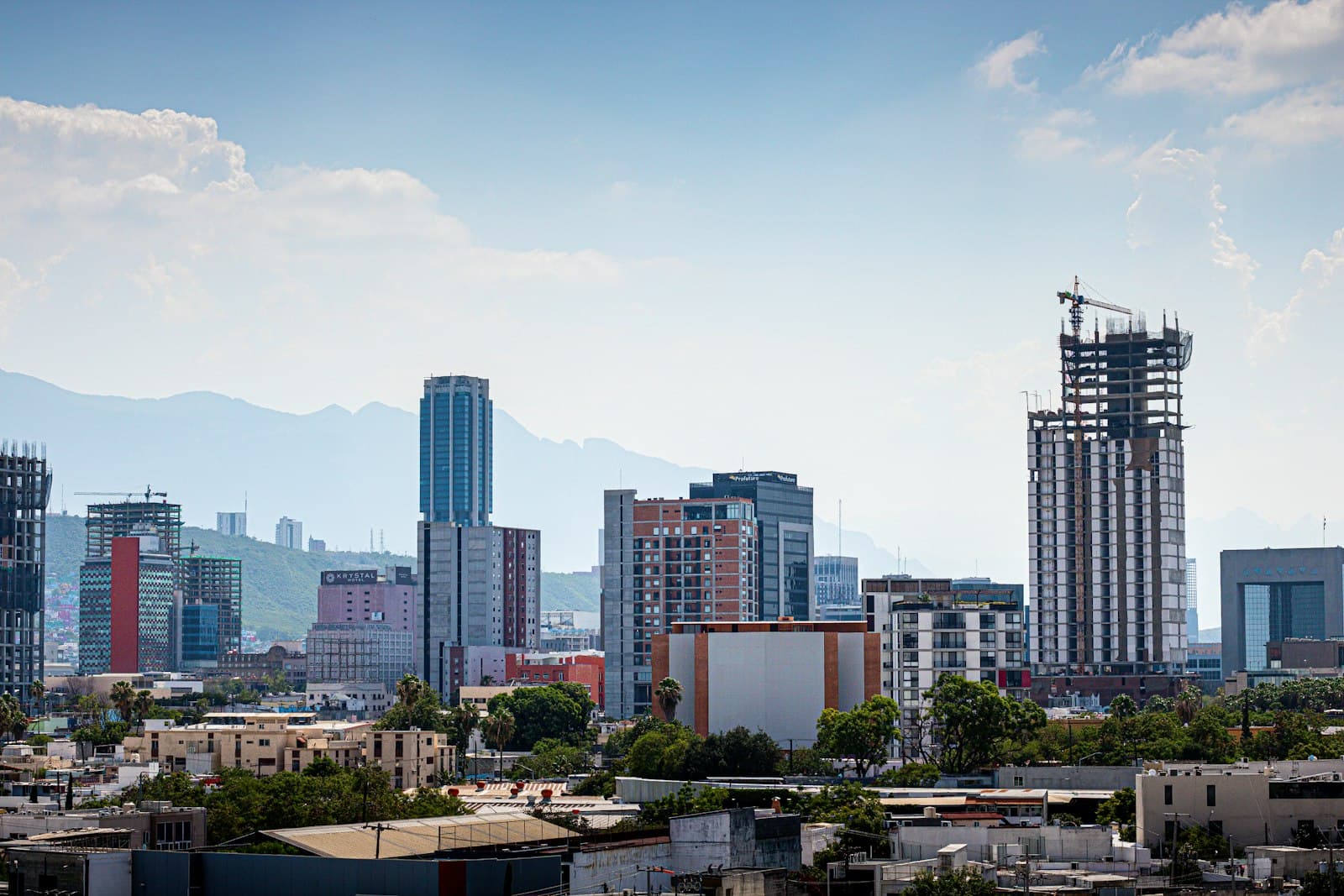The Monterrey skyline with the Sierra Madre mountains behind it