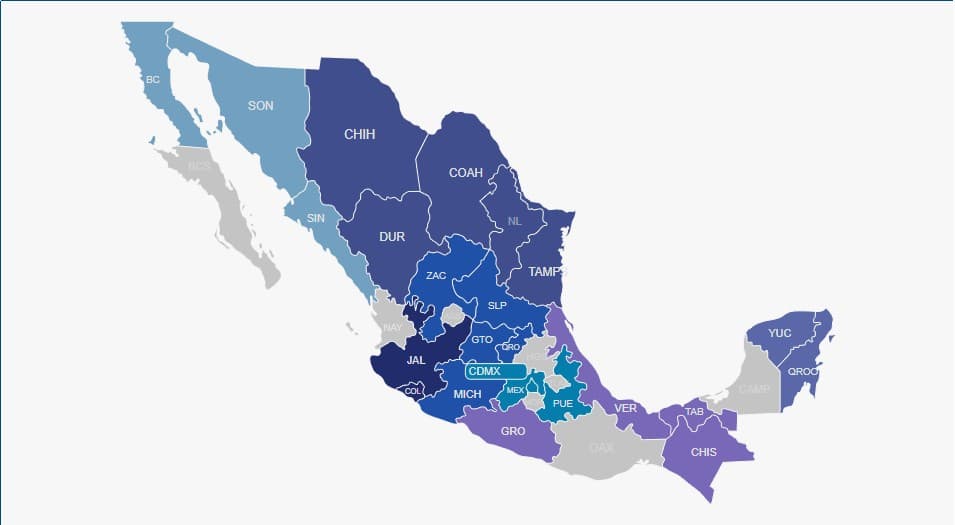 Mexico — states and regions where Calder & Vale operates